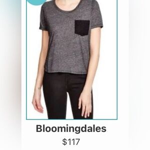 Monrow Boho Knit Black Pocket Tee T-Shirt sz Small